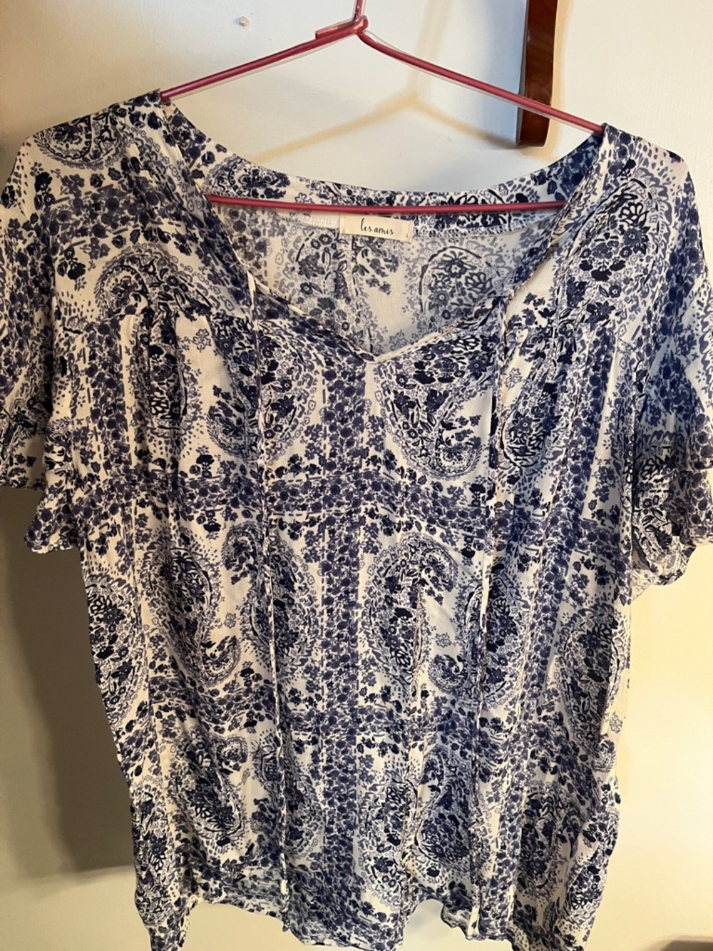 Les Copains Blue Paisley Short-Sleeve Blouse